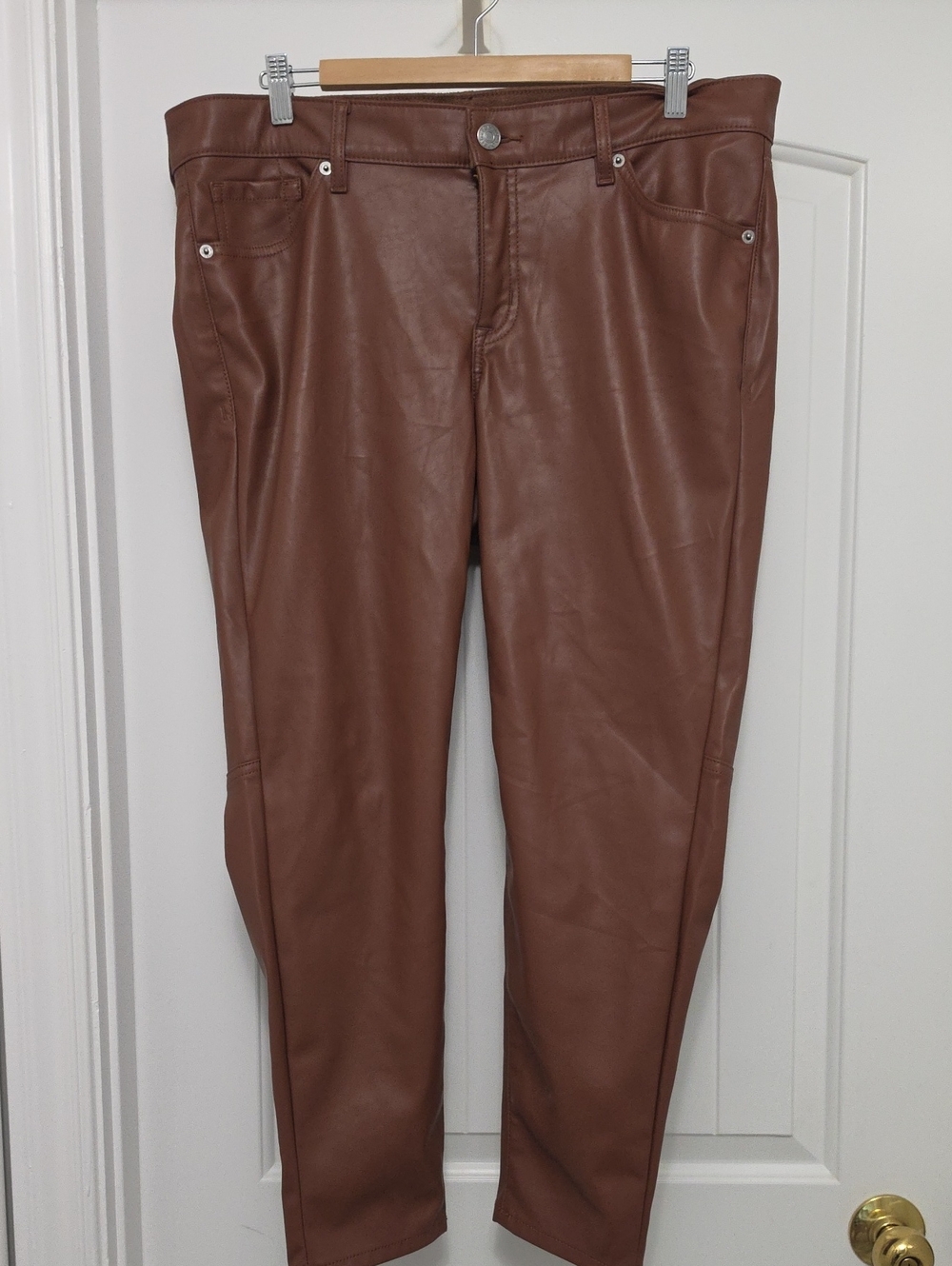 Torrid Faux Leather Straight Leg Pants in Brown SIZE 14R